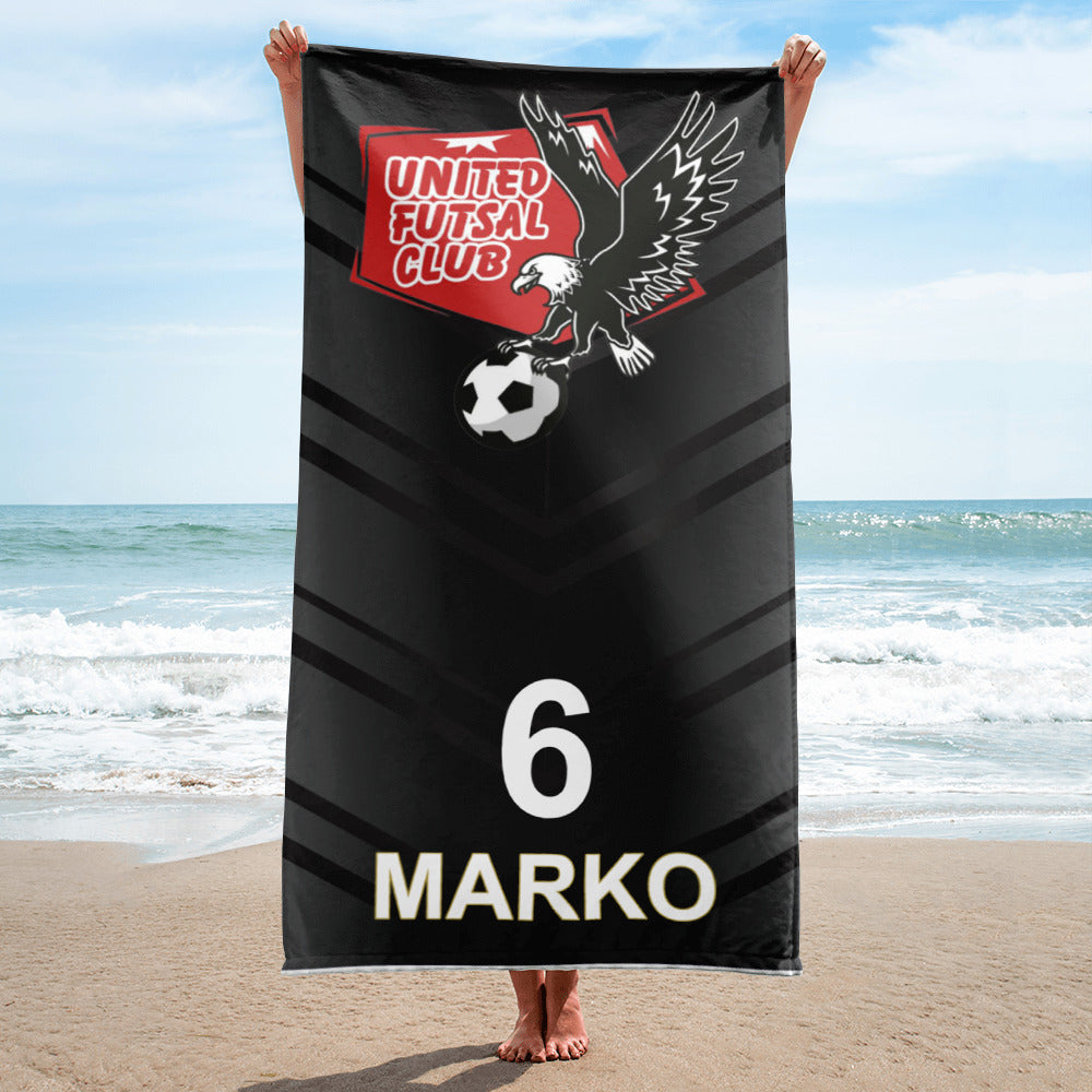 United Futsal Club Personalised Towel - Black