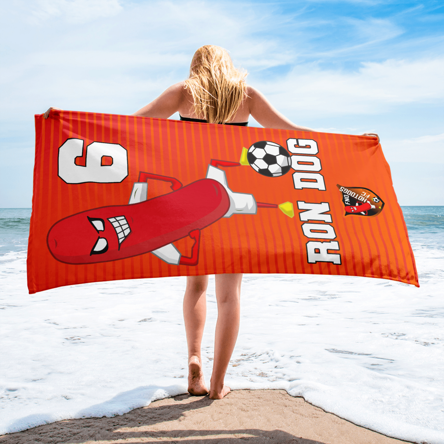 Hot Dogs Futsal Personalised Towel