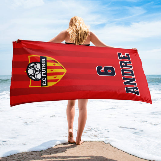 CC Futbol Personalised Towel - Red