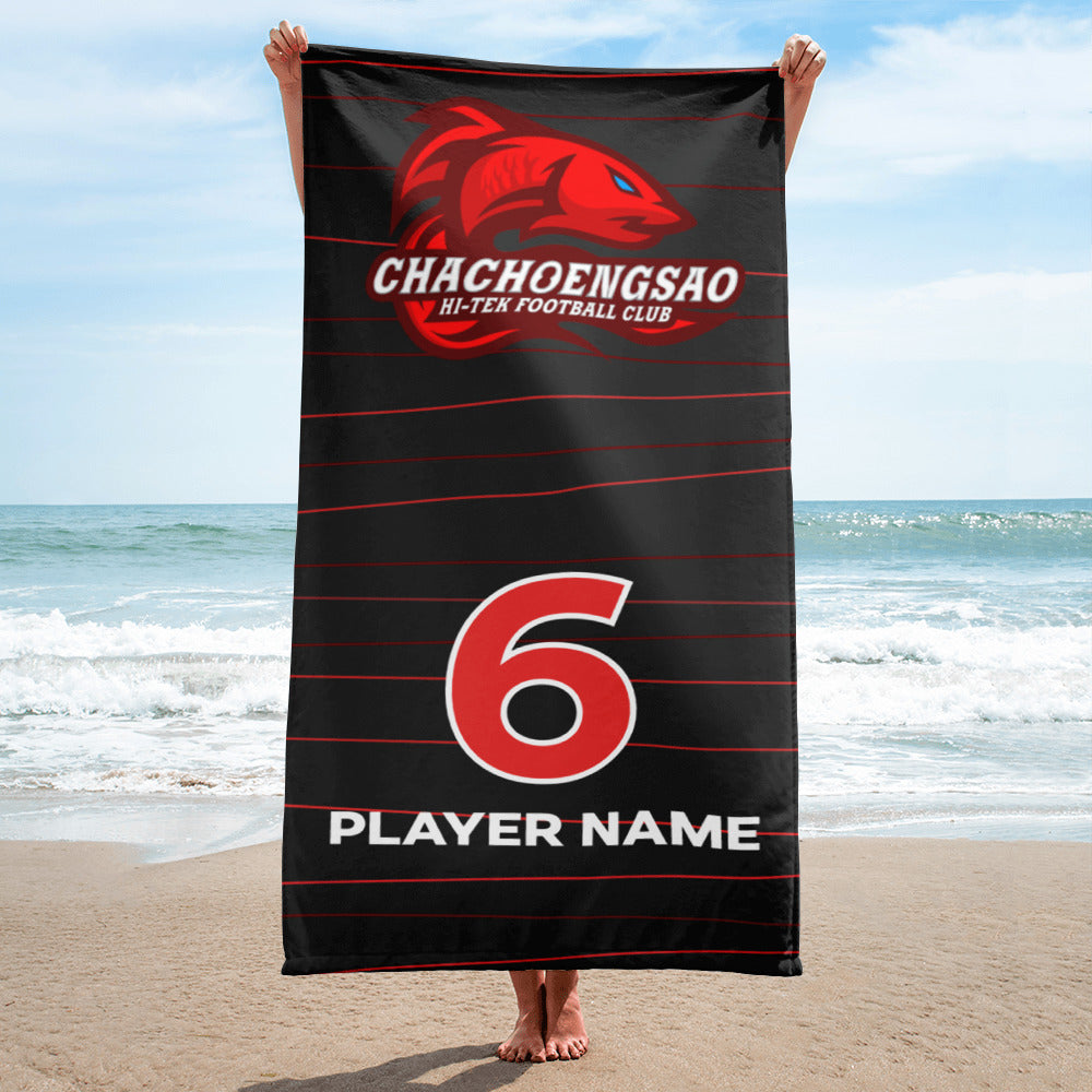 Chachoengsao Hi-Tek FC Personalised Towel - Black