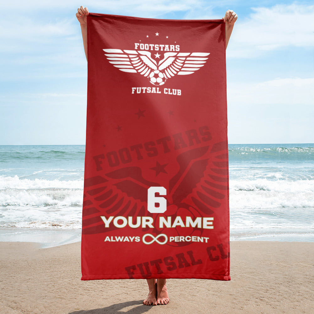 Footstars Futsal Personalised Towel - Red