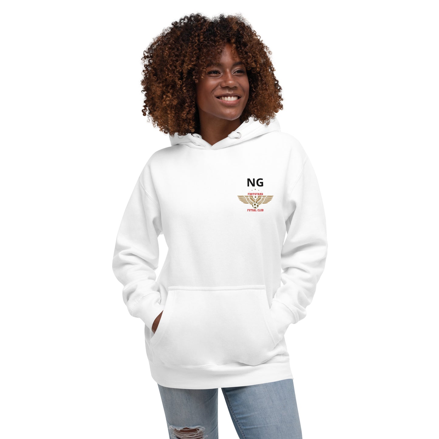 Footstars Futsal Personalised Unisex Hoodie - White (Breast Initials)