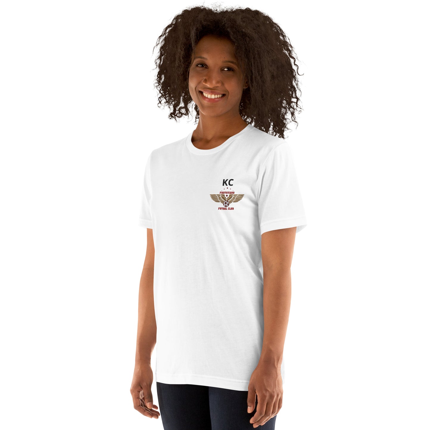 Footstars Futsal Embroidered Personalised Unisex Tee - White